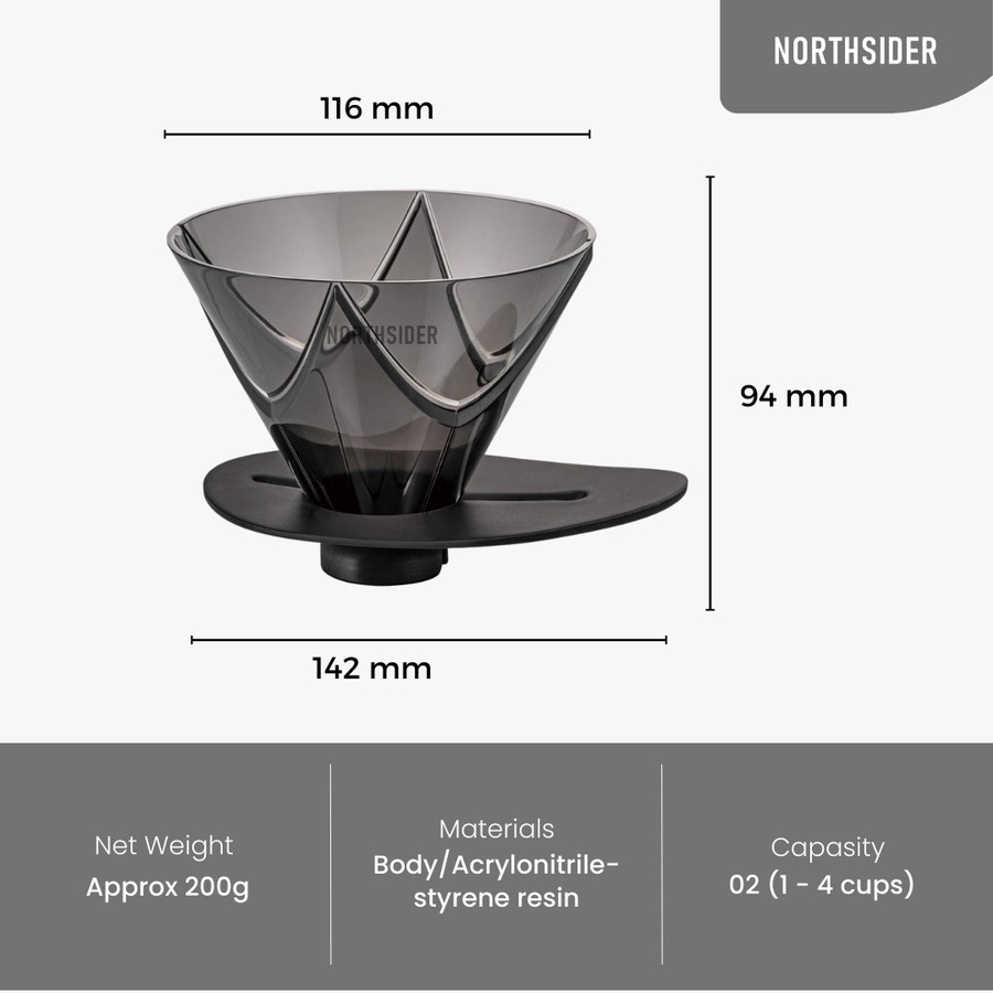 Hario V60 One Pour Plastic Dripper MUGEN VDMU-02-TB black Transparent