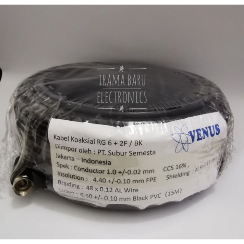 KABEL PARABOLA VENUS RG6 Plus 2F KOAKSIAL COAXIAL 15M