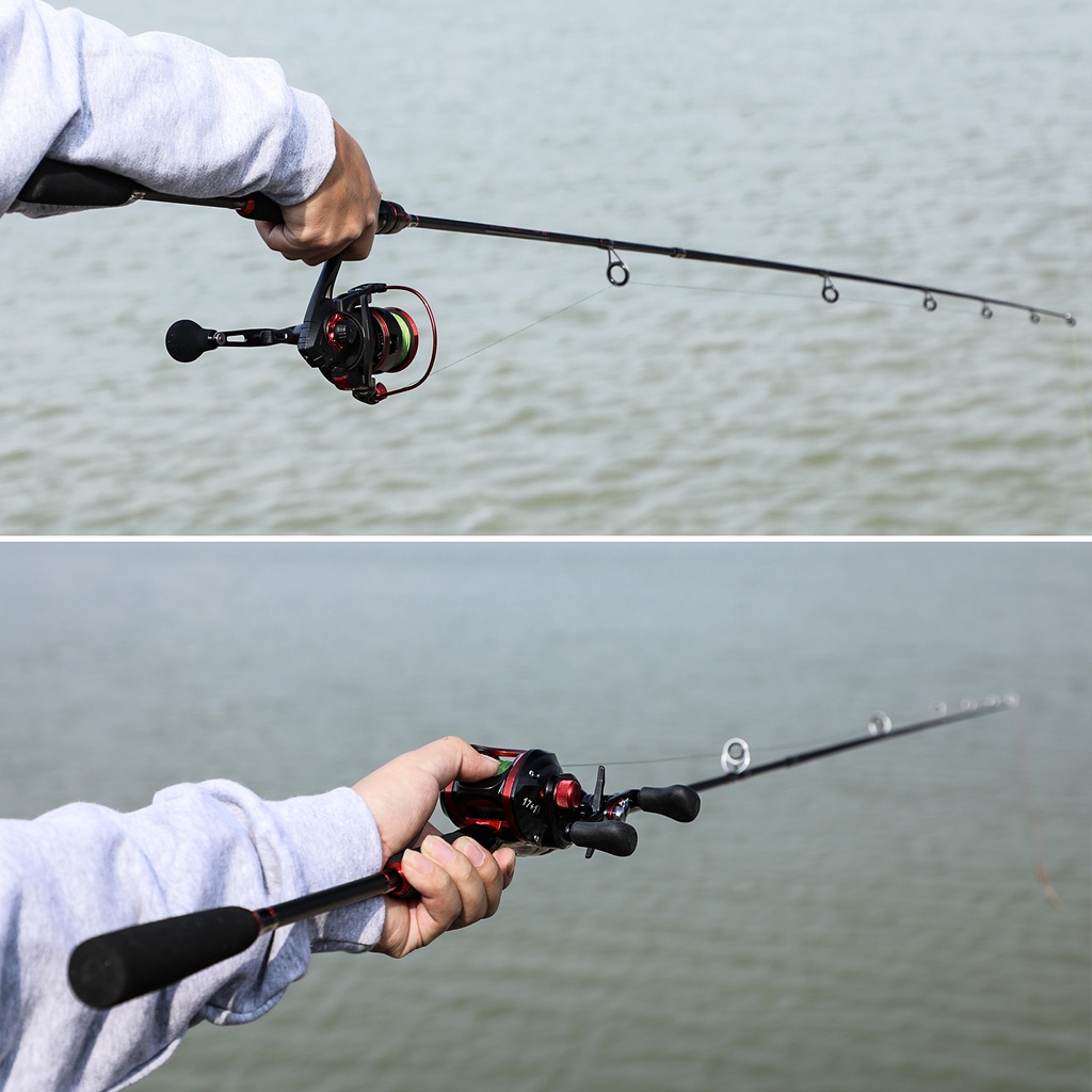 Joran Pancing Joran Kabel Sutet Joran Casting Joran Tegek Sangat ringan Pancing Serat Karbon Tahan Aus Ultralight Carbon Fiber Fishing Rod 2 Bagian untuk Air Tawar Danau Sungai