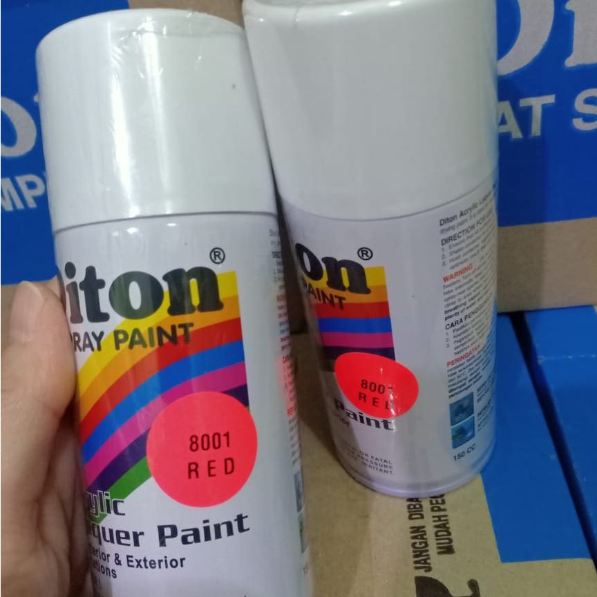 Pilox Cat Semprot DITON Spray Paint Acrylic Lacquer Paint - 8001 RED / Stabilo Merah / Fluorescent Red (150cc/Kecil)