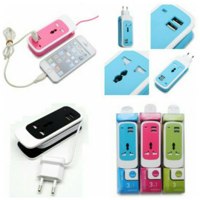 Colokan Listrik EU Plug dengan 2 USB Port