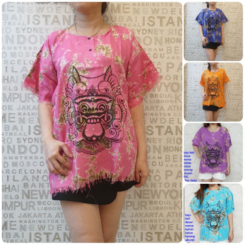 baju bali barong XL dewasa katun dasar warna