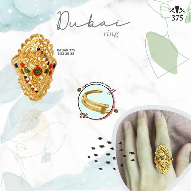 Cincin dubai osrotan emas asli kadar 375 variasi 4