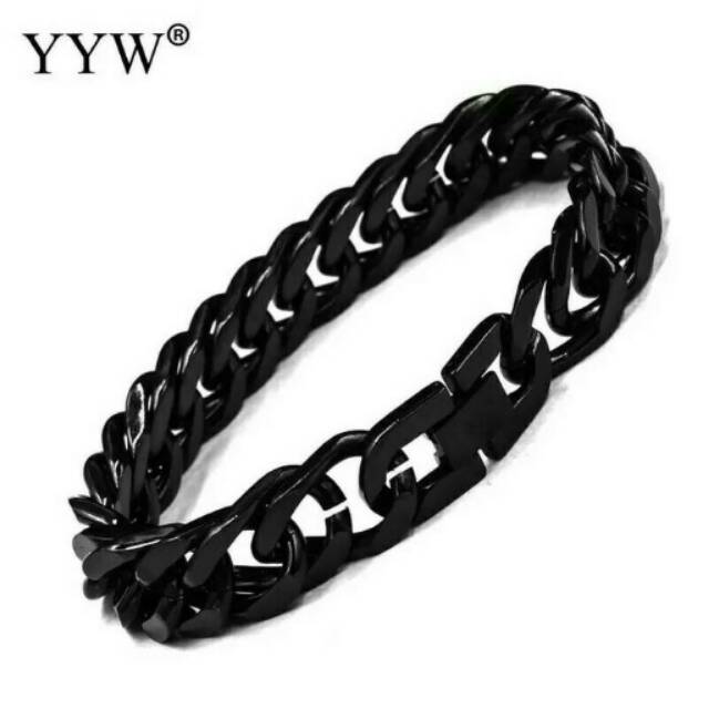 Gelang Pria Rantai Black Hitam Titanium
