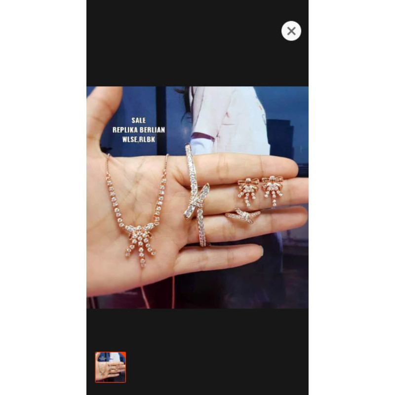 set berlian kalung,gelang,anting,cincin mewah cantik awet tahan lama FREE BOX