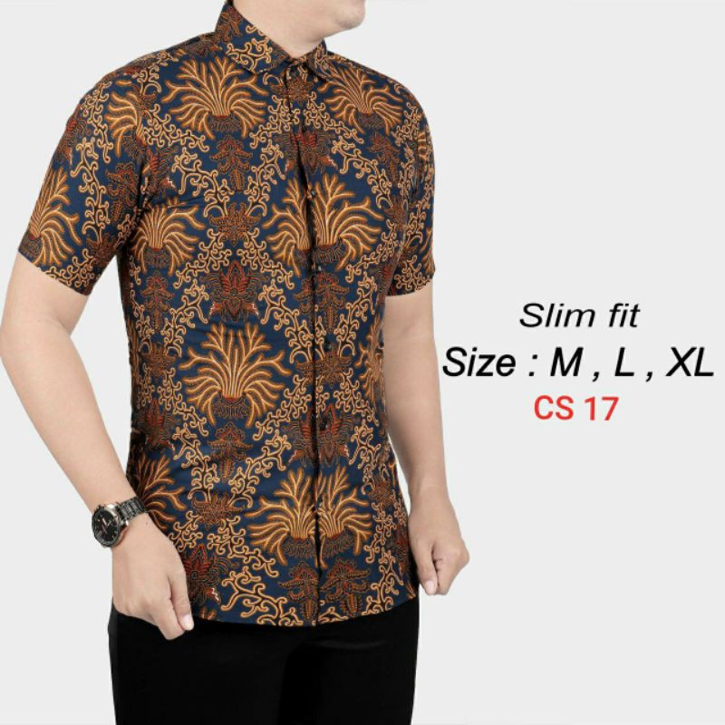 BAJU BATIK PRIA SLIM FIT LENGAN PENDEK COLINDION CBS763