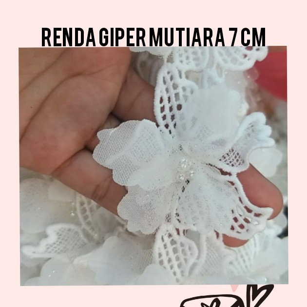 1 LUSIN - 7 CM RENDA GIPER MUTIARA