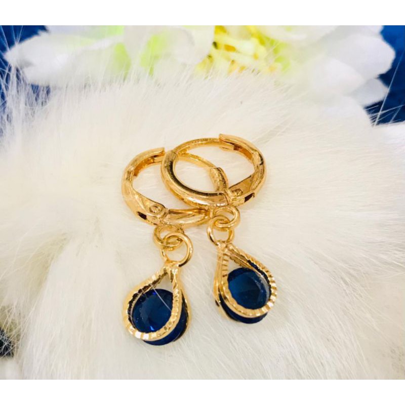 anting batu biru Dewasa xuping