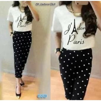 stelan jadore paris/stelan baju wanita/stelan blus celana/atasan blous