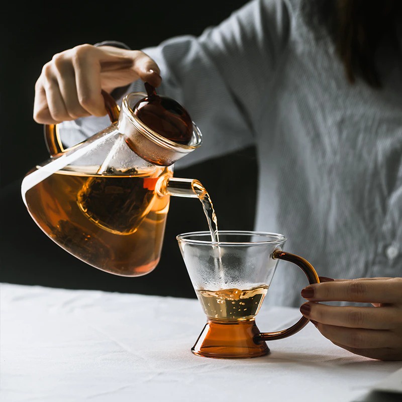 Gelas Cangkir Kaca Bening Mug Kopi Teh Unik Estetik Cafe Tea Set