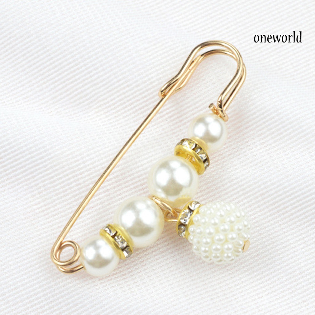 OW@ Safety Brooch Fine Workmanship Prevent Exposure Attractive Faux Pearl Women Safety Pin for Jewelry Craft