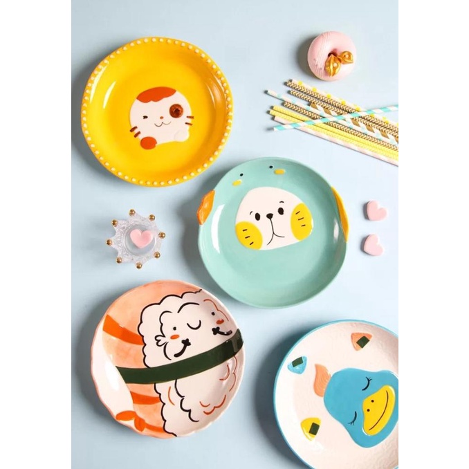 Cartoon Character Plate / Piring Makan Anak Keramik Kartun Lucu Unik