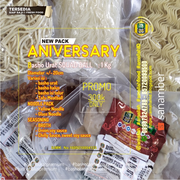 

PAKET ULANG TAHUN BASO/ BOLA SQUAD BALL BAKSO ULTAH PACK included kuah,sambal,kecap asin, minyak/bawang merah goreng
