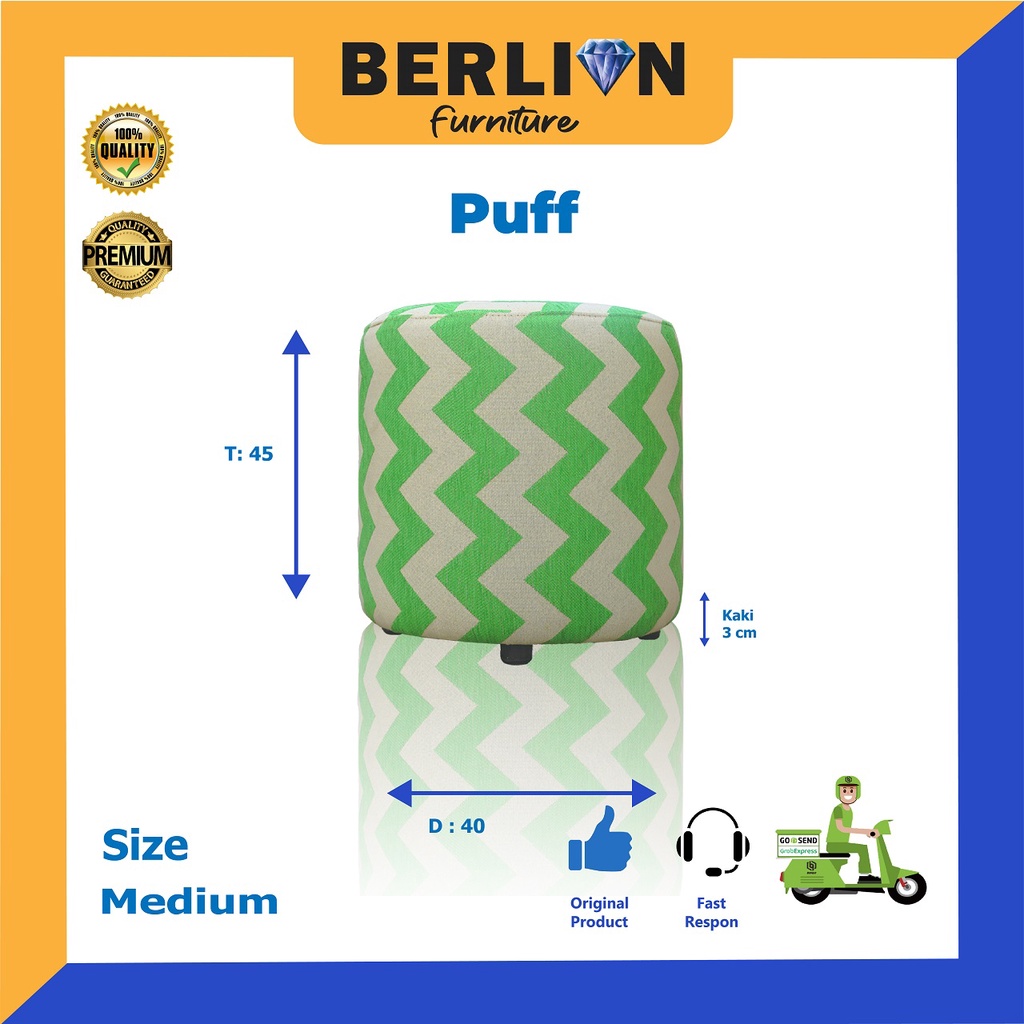 Sofa Puff Bermotif - Medium | Kursi Bulat Empuk Dan Nyaman