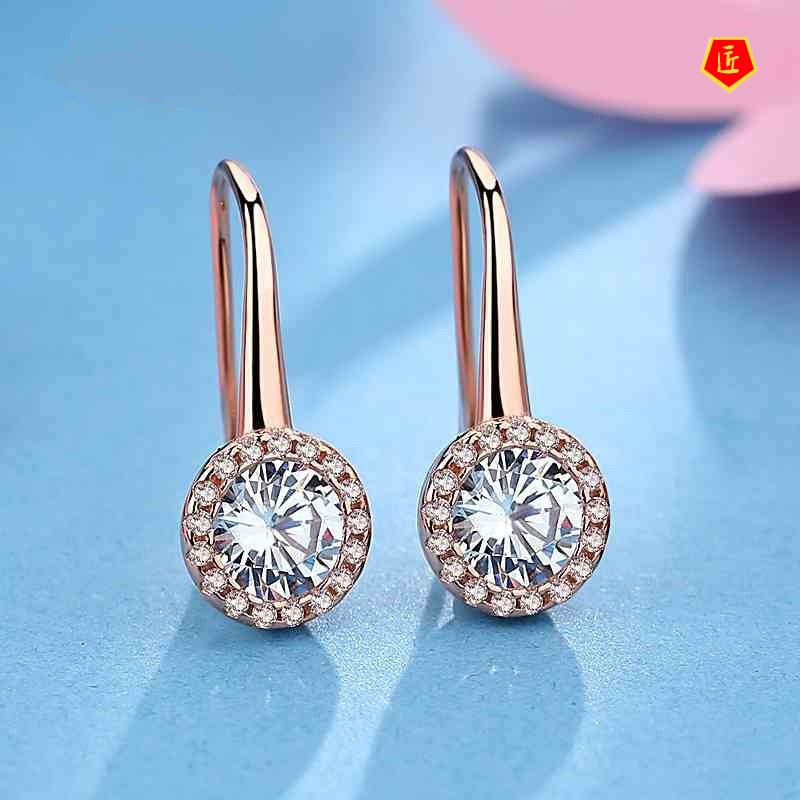 [Ready Stock]Creative Elegant New Inlaid Moissanite Stud Earrings