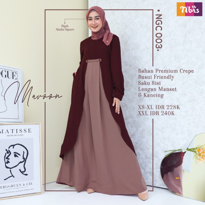 GAMIS MUSLIMAH NIBRAS NGC 003 MAROON