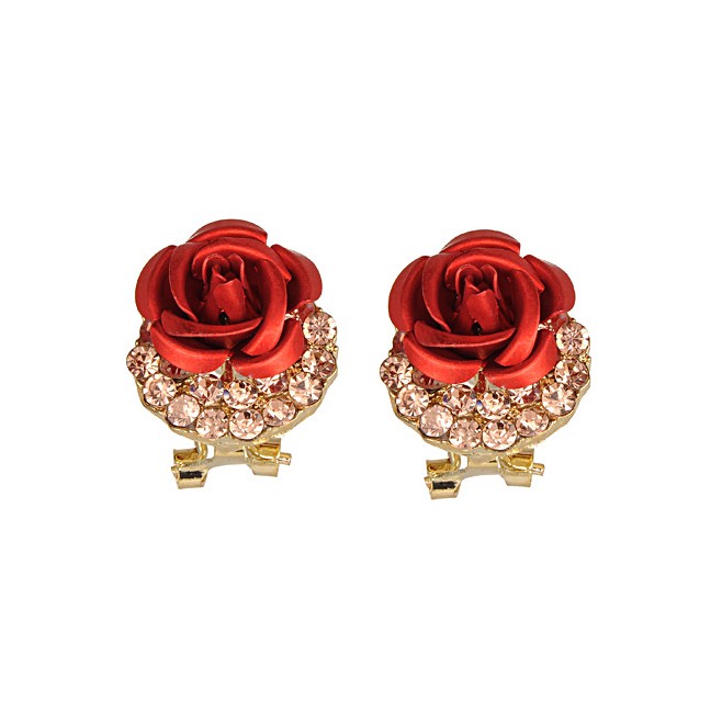 LRC Anting Tusuk Fashion Flower&amp;diamond Decorated E50799