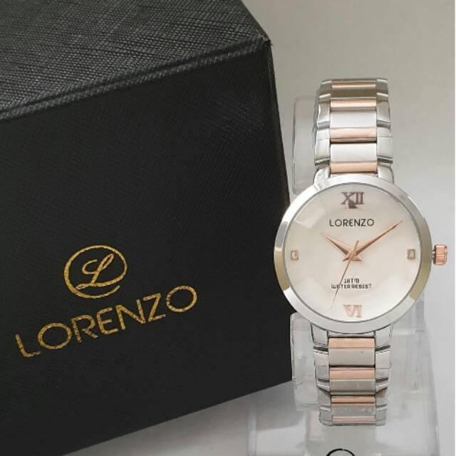 JAM TANGAN WANITA LORENZO R 1059 SILVER ROSE ORIGINAL