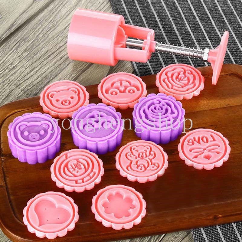 9pcs / set Cetakan Kue Bulan / Cookies / Pastry DIY 8 Model Stempel 50g