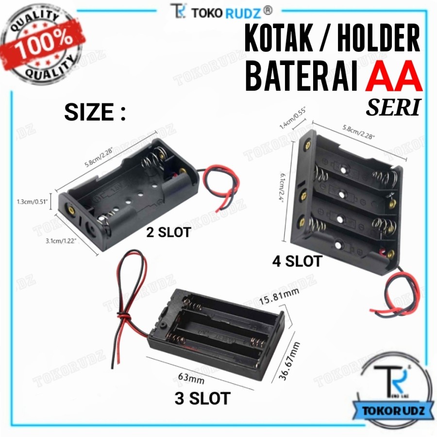 Tempat Kotak Batre AA A2 Baterai Holder Seri 2 3 4 Slot