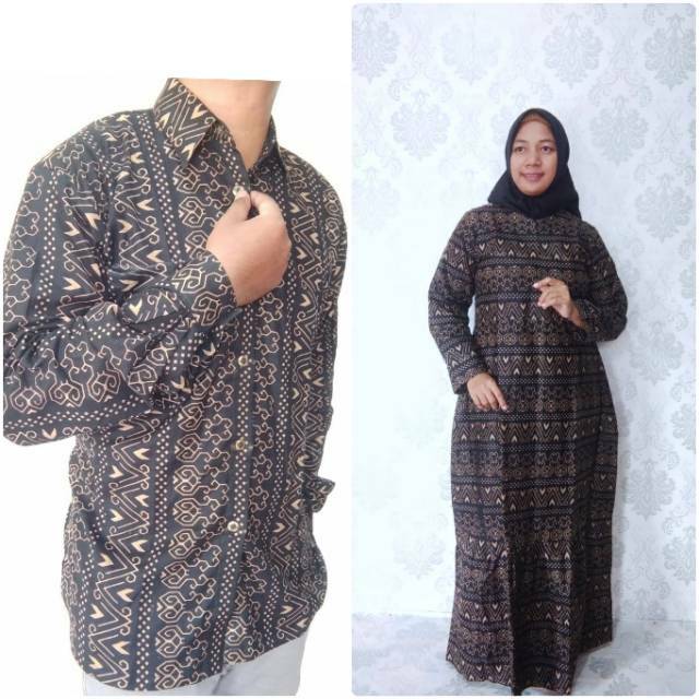 Gamis lawasan coklat /gamis kombinasi /couple kemeja /batik terbaru