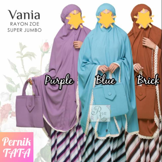 Mukena RYN VANIA Ori by Rhayahn Solo - Mukenah Dewasa Polos Renda Rayon Zoe Super Jumbo Bestseller