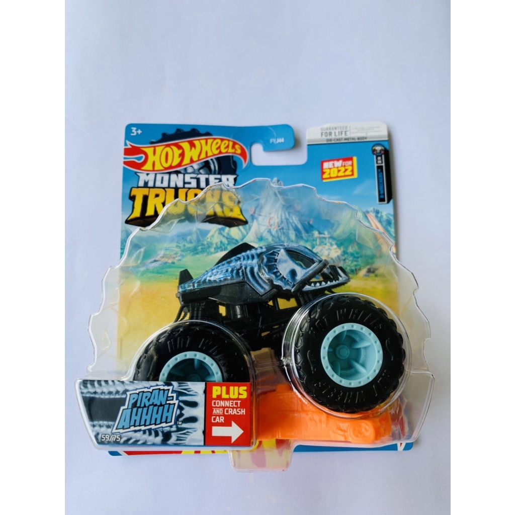 HOTWHEELS HOT WHEELS MONSTER TRUCKS IKAN HIU PIRANHA BIRU DIECAST MINIATUR MOBIL MAINAN MOBILAN ANAK