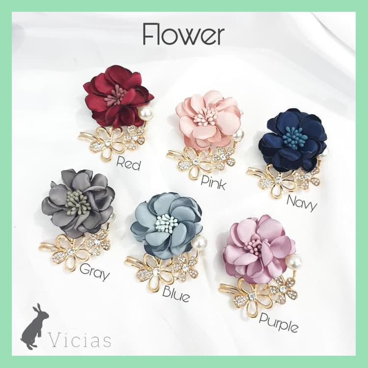 BROS-01 BROS JILBAB PREMIUM / PIN HIJAB MOTIF BUNGA KAIN WARNA WARNI