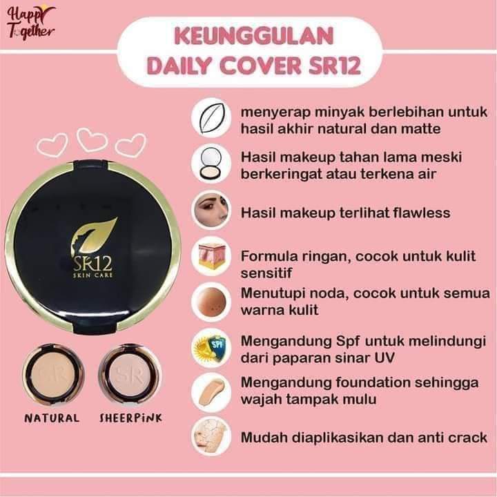 BEDAK DAILY COVER NATURAL SR12 / BEDAK PADAT TAHAN LAMA  / MENUTUPI BEKAS JERAWAT FLEK HITAM