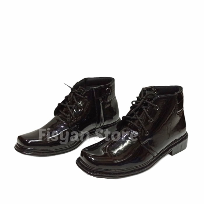 Sepatu PDH Tali dan Sleting Hitam Mengkilap AS 094
