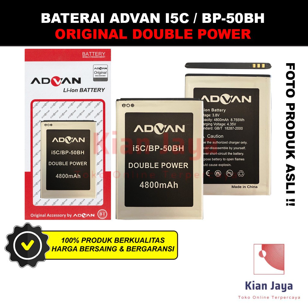 Baterai Advan i5C BP-50BH Original Double Power Batrai Batre Battery Hp Ori