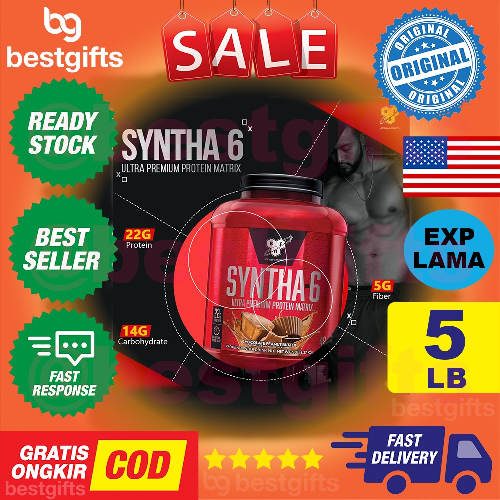 BSN FINISH FIRST SYNTHA 6 ASUPAN PROTEIN HARIAN MENAMBAH MASSA OTOT FITNESS PEMULIHAN SETELAH FITNES 5 LB