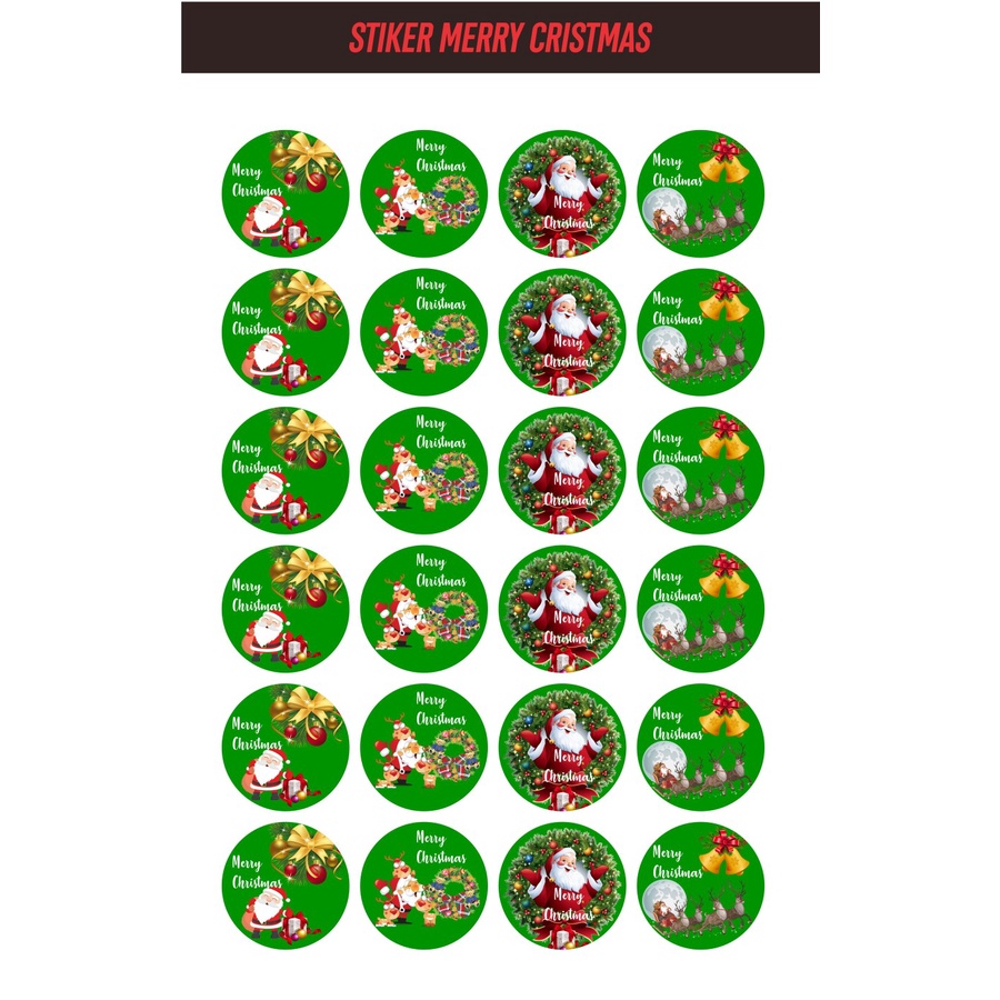 

Stiker hampers tema NATAL bulat-Label toples kue/hadiah merry christmas
