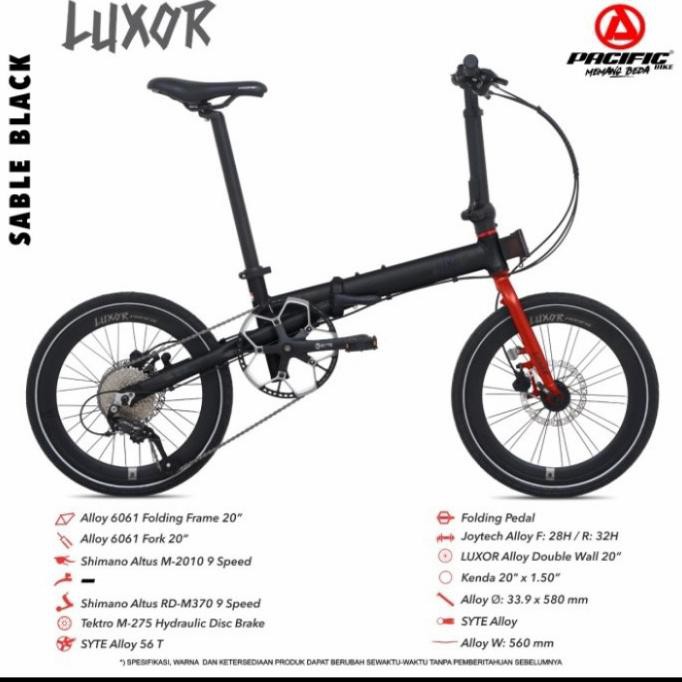 Sepeda Lipat 20" Alloy Luxor 9 Speed Rem Hidrolic Shimano Altus