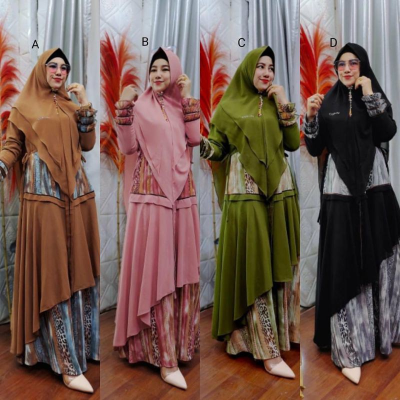 LUNARA Syari by Cup In Design Original Gamis Set Hijab Dress Syar'i Cup-in With Khimar