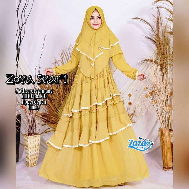 Gamis syari set ceruti gamis busui mutiara gamis rempel HQ Zoya Syari by Zaza