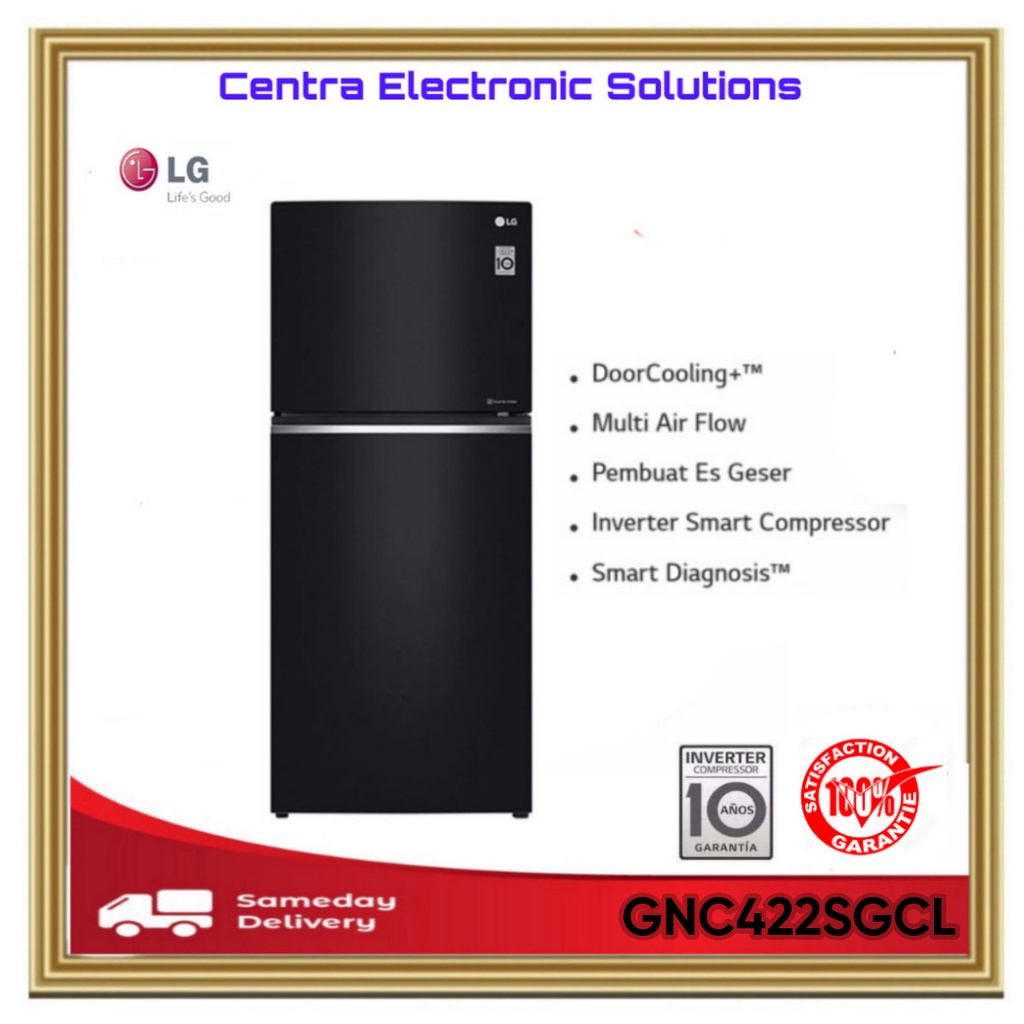 LG GN-C422SGCL Kulkas 2 Pintu Kaca Inverter GNC422SGCL Hitam-Garansi Resmi