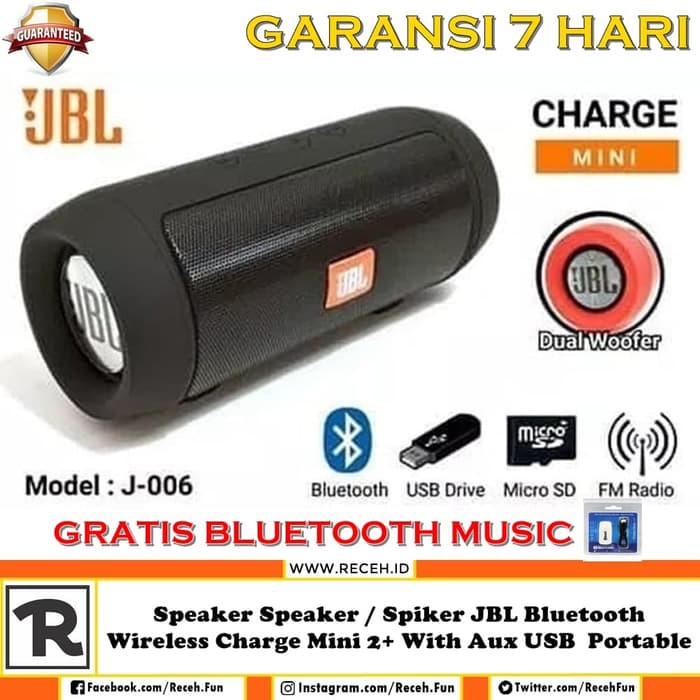 Speaker / Spiker JBL Bluetooth Wireless- Charge Mini 2+ Dengan Aux USB