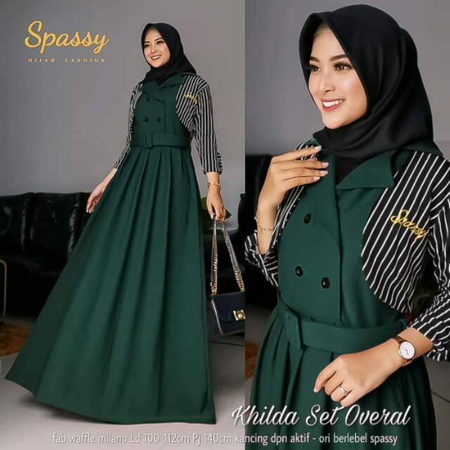 Khilda set Overal/Gamis Overal/Pakaian Wanita