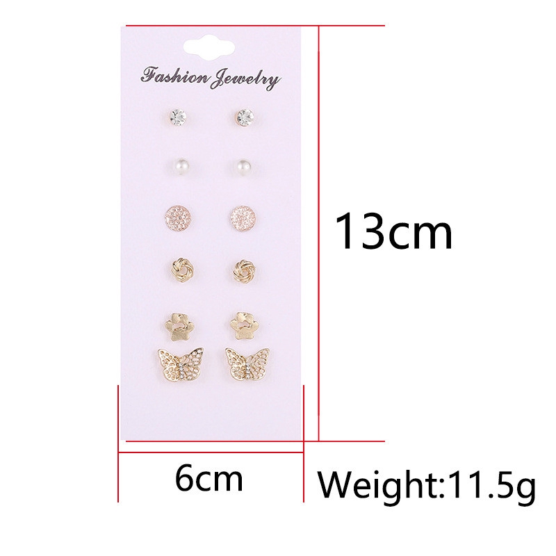 6 Pcs/Anting-Anting Korea Set Anting-Anting Pejantan Sederhana Geometris Liar