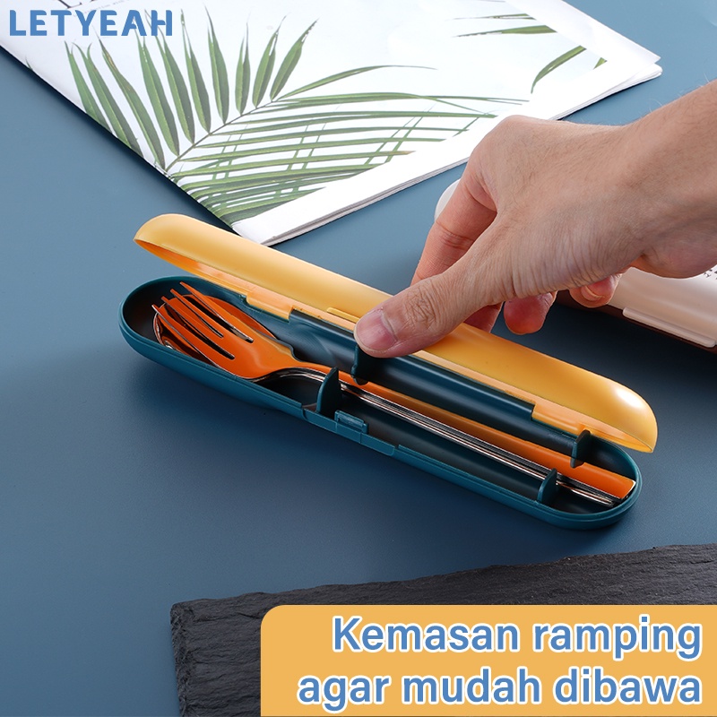 letyeah Cutlery set stainless 304 peralatan makan sendok garpu set portabel