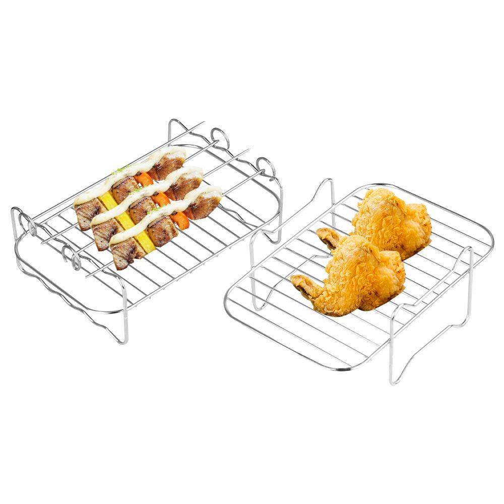 Solighter Air Fryer Rak Serbaguna Double Basket Air Fryer Aksesoris Grill Rack