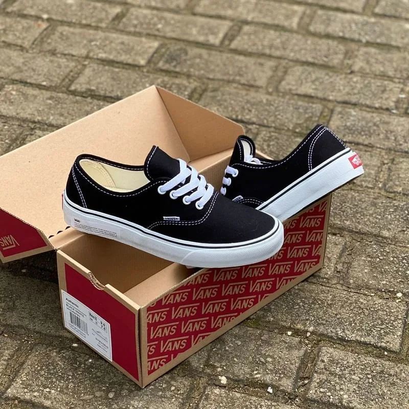 Vans authentic black white OG Big Sale sepatu pria dan wanita dengan box