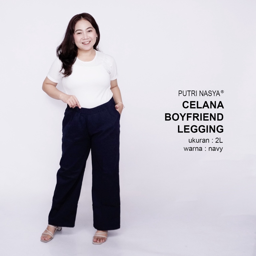 Putri Nasya - Celana Big Size Panjang Ukuran 8L,6L,5L,4L,2L,XL, all size Warna Cream Capucino Moca Hitam Abu Brown Navy Army Dark Grey