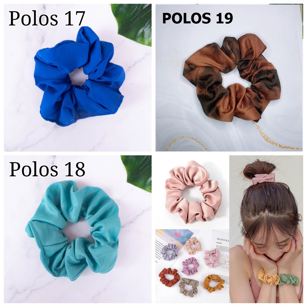 Ikat Rambut Ponytail Elastis Warna-Warni Gaya Korea Wanita Scrunchie / Cepol Rambut Aksesoris Rambut-5