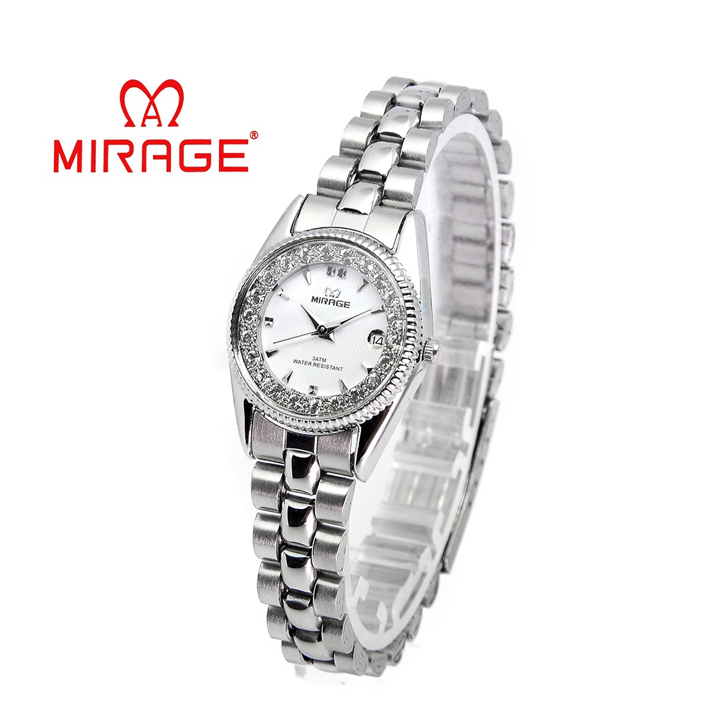 Miragewatch Official Store Garansi 1 tahun Jam tangan Wanita Mirage Permata Original Silver Rx 1580L