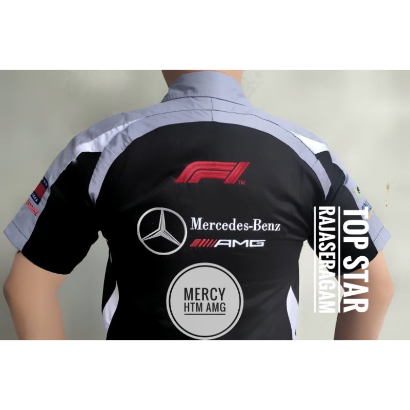 Baju Otomotif Mercedes AMG Mercy Seragam Komunitas Kemeja Bordir F1