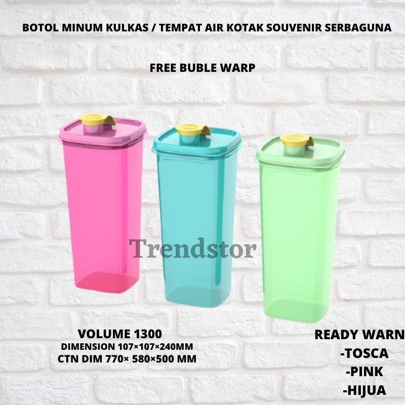 Botol Minum Kulkas Tempat Air Kotak Serbaguna 1300ml Water Jar Scutari - tosca