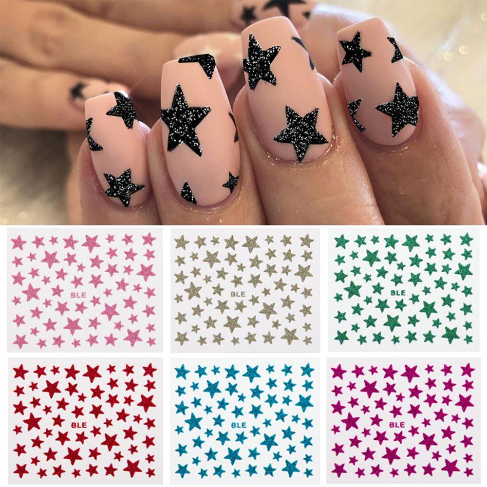 AUGUSTINA Agustina Stiker Nail Art Glitter Shiny Nail Art Dekorasi Perekat Diri Gadis Anak 3D Nail Slider