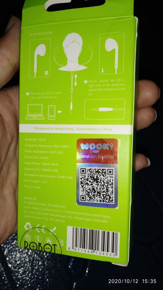 Headset Robot RE10 Wired Headset Wired Earphon   e Bass